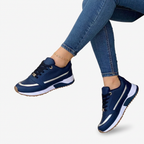 Maddie | Women's Black Lace-Up Comfort Sneakers with Metallic Accents