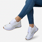 Maddie | Women's Black Lace-Up Comfort Sneakers with Metallic Accents