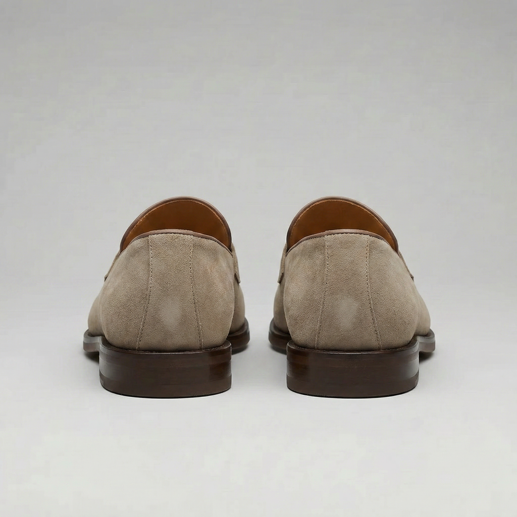 Men's Beige Suede Penny Loafers