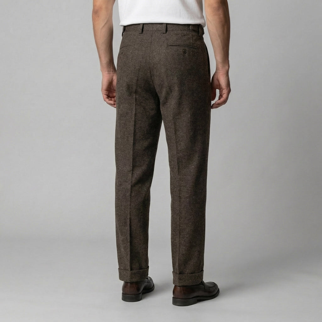 Men's Elegant Pleated Trousers with Side Adjuster