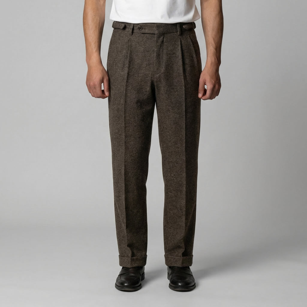 Men's Elegant Pleated Trousers with Side Adjuster
