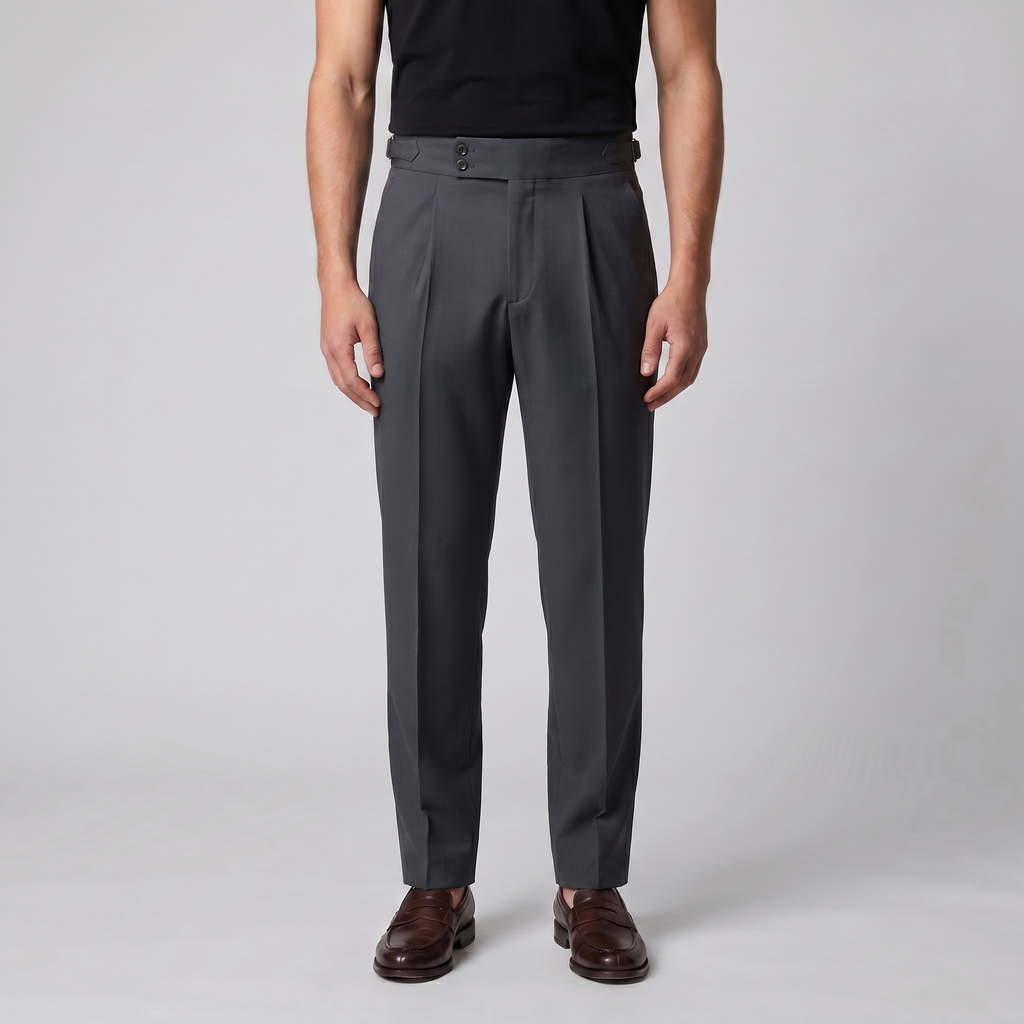 Men's High Waist Formal Trousers with Tailored Fit