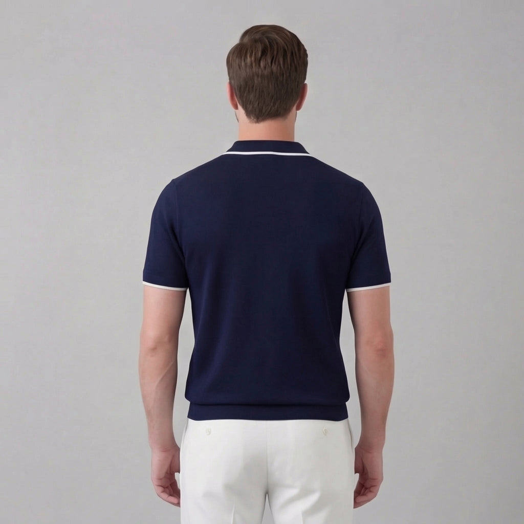 Men’s Knit Polo Shirt with White Trim