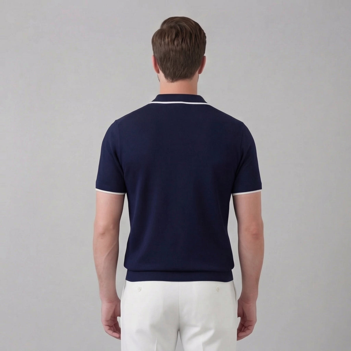 Men’s Knit Polo Shirt with White Trim