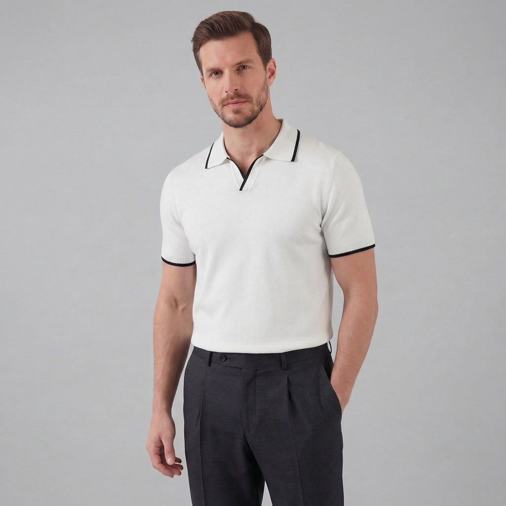Men’s Knit Polo Shirt with White Trim