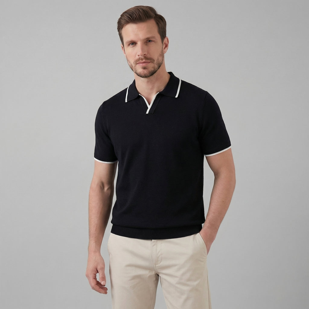Men’s Knit Polo Shirt with White Trim