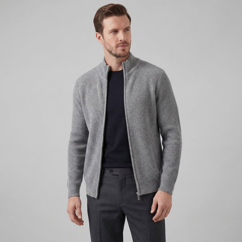 Men's Knitted Zip Up Cardigan