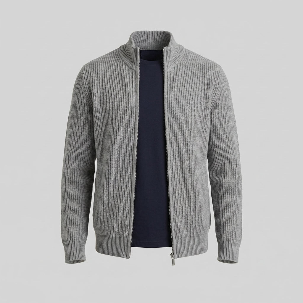 Men's Knitted Zip Up Cardigan