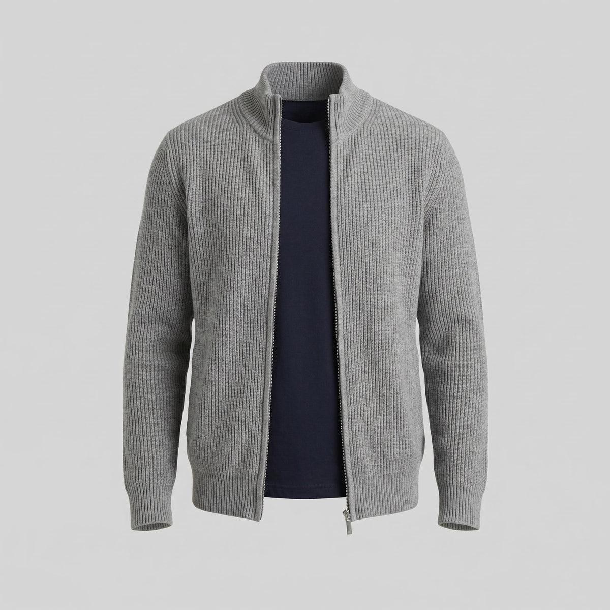 Men's Knitted Zip Up Cardigan