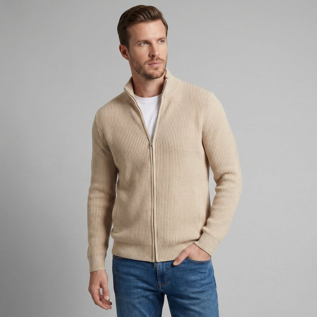 Men's Knitted Zip Up Cardigan