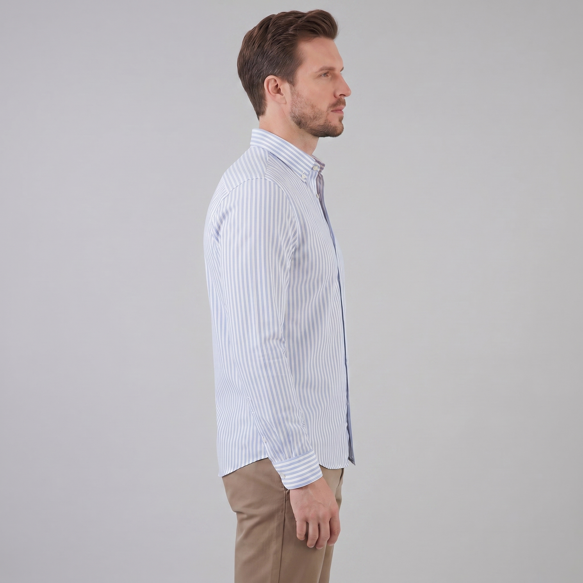 Men's Linen Vertical Stripe Dress Shirt