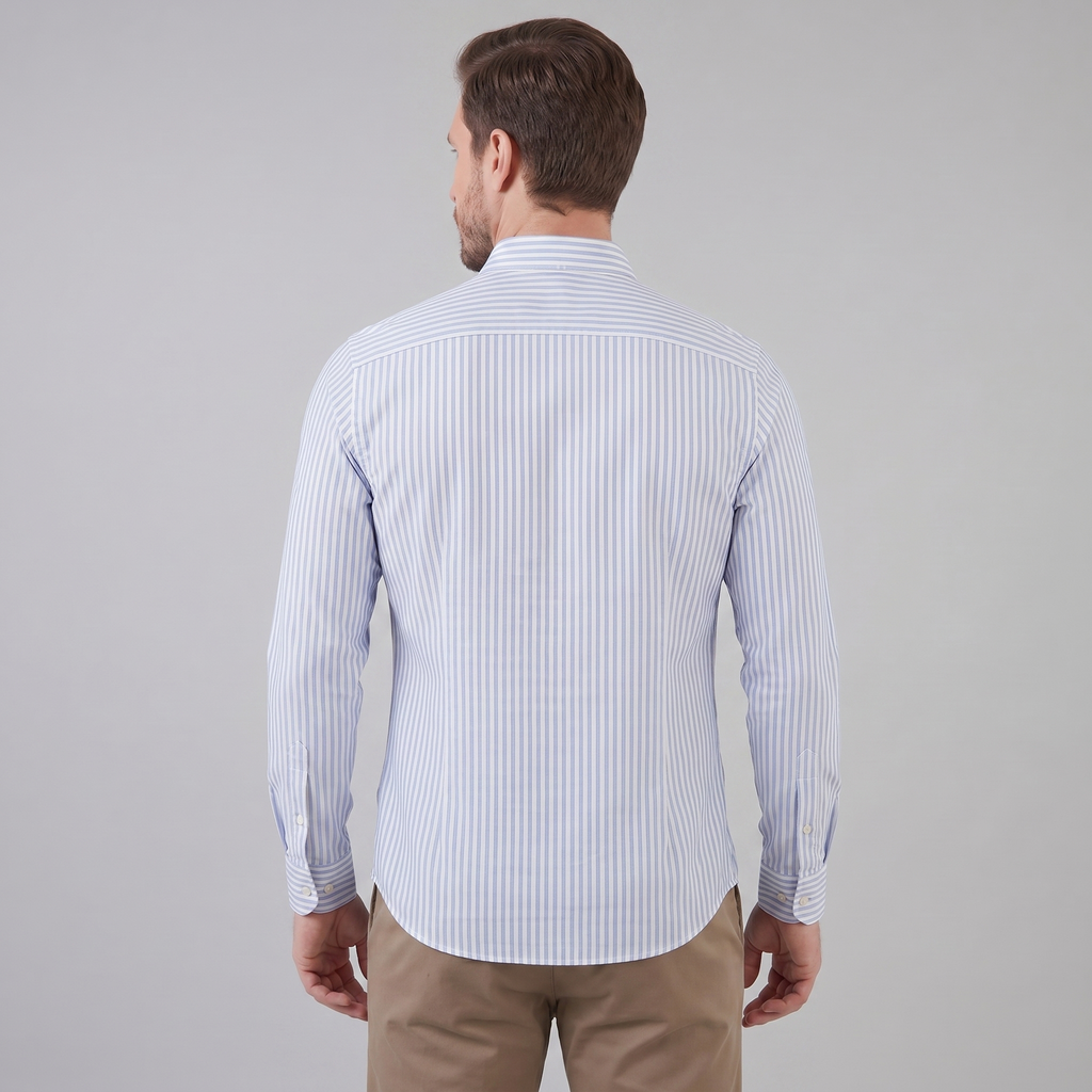 Men's Linen Vertical Stripe Dress Shirt