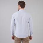 Men's Linen Vertical Stripe Dress Shirt
