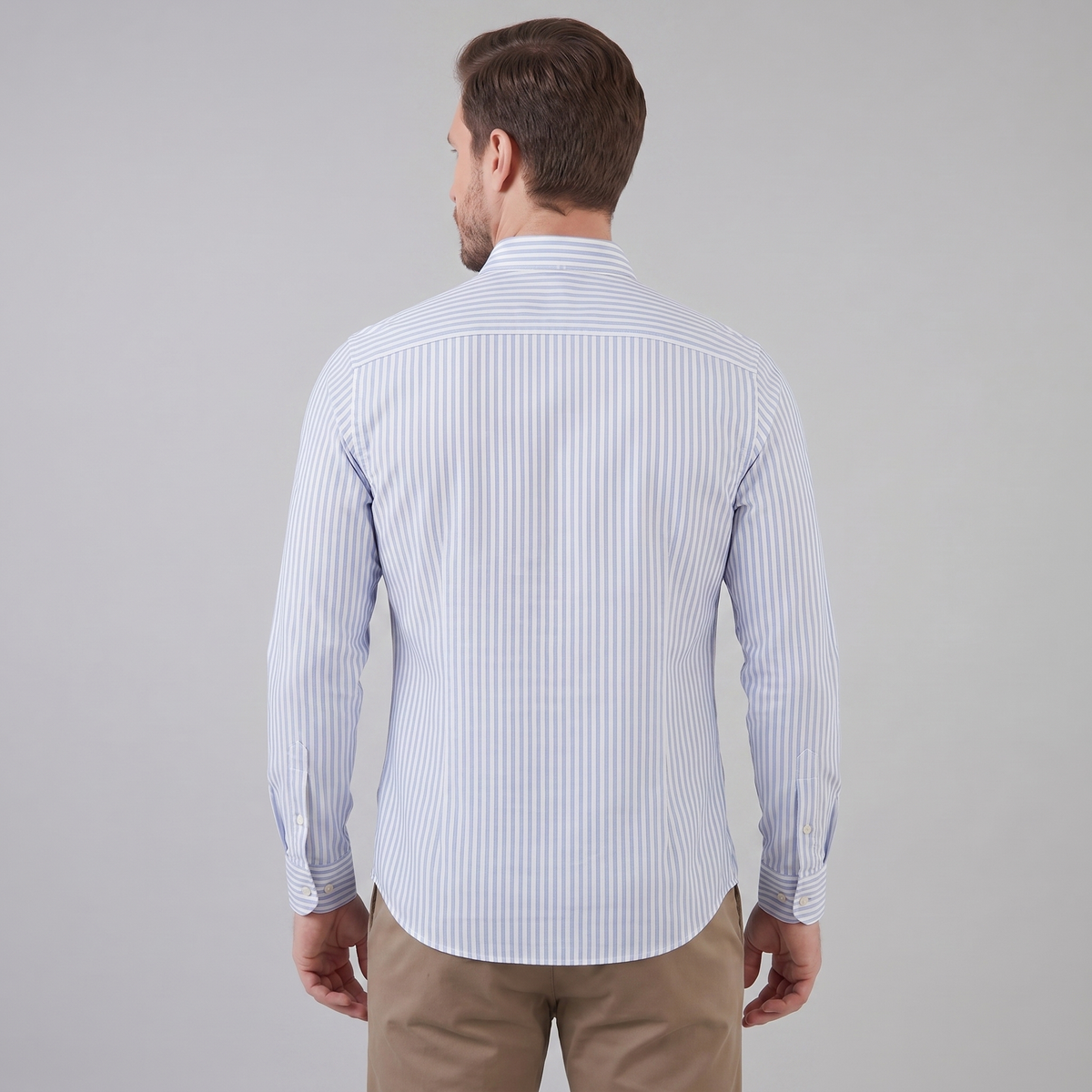 Men's Linen Vertical Stripe Dress Shirt