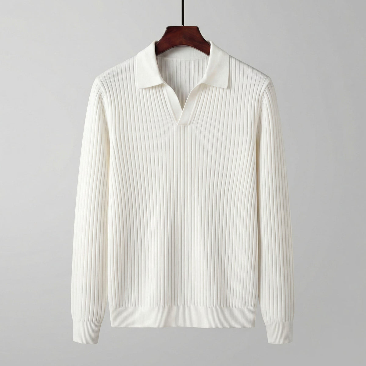 Men's Long Sleeved V-Neck Polo Shirt