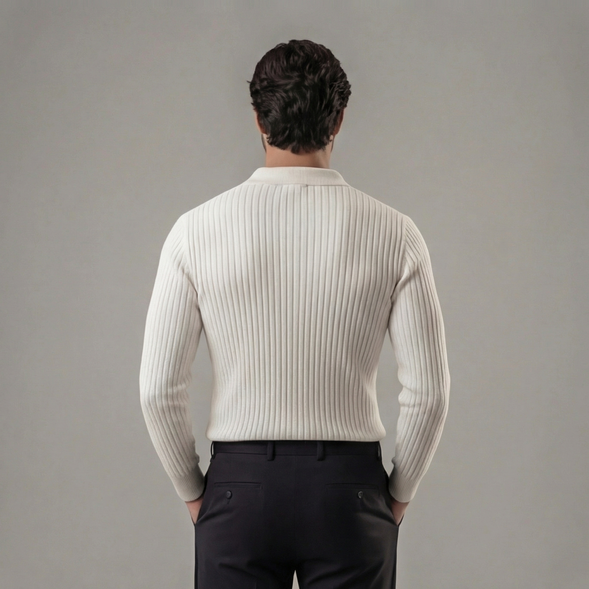 Men's Long Sleeved V-Neck Polo Shirt