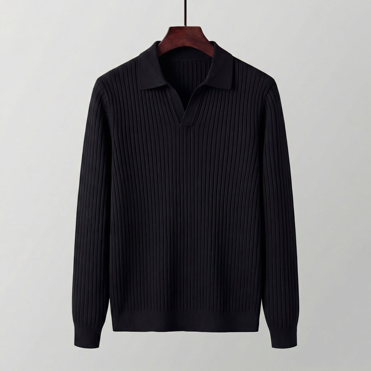 Men's Long Sleeved V-Neck Polo Shirt