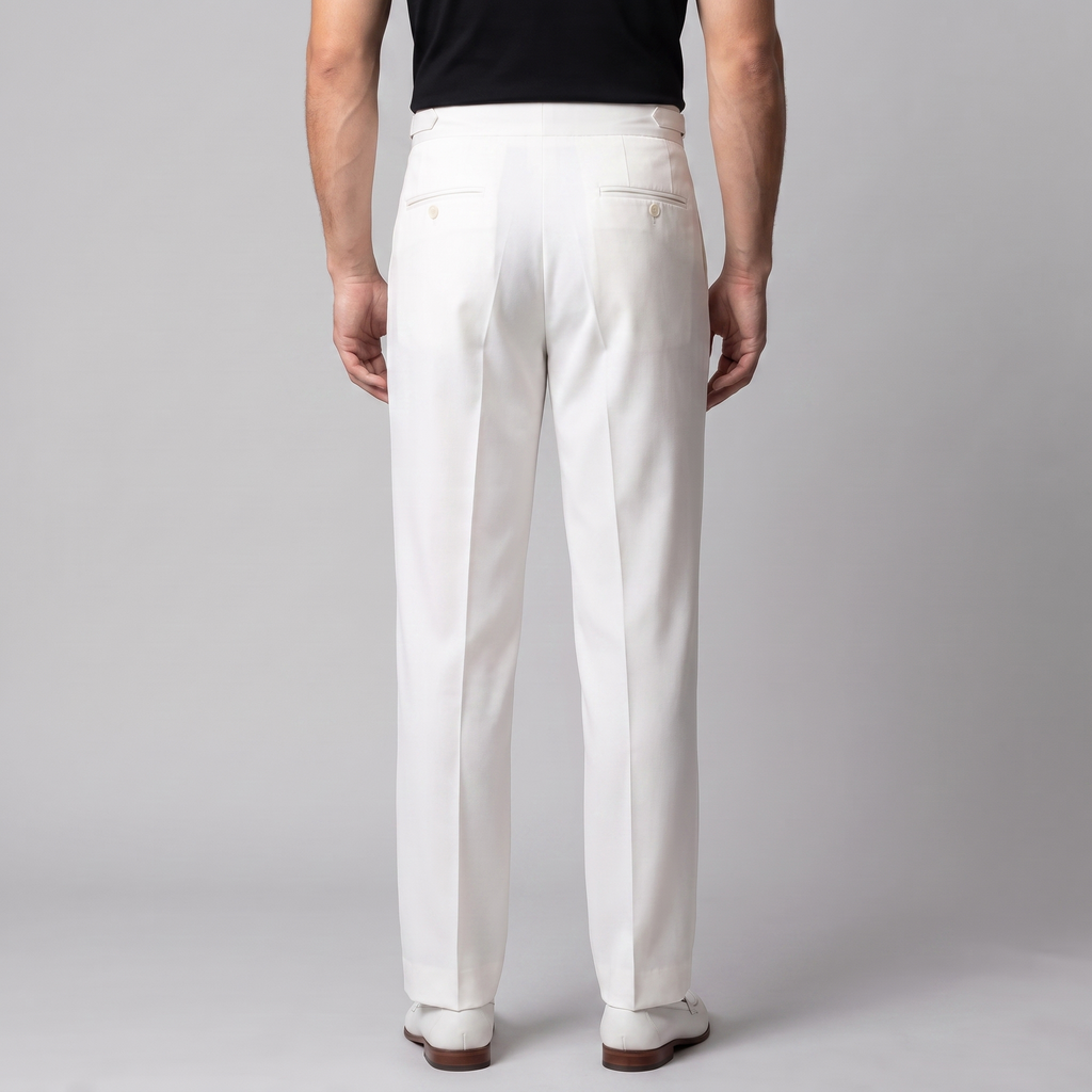 Men's Pleated Tailored Trousers with Turn-Ups