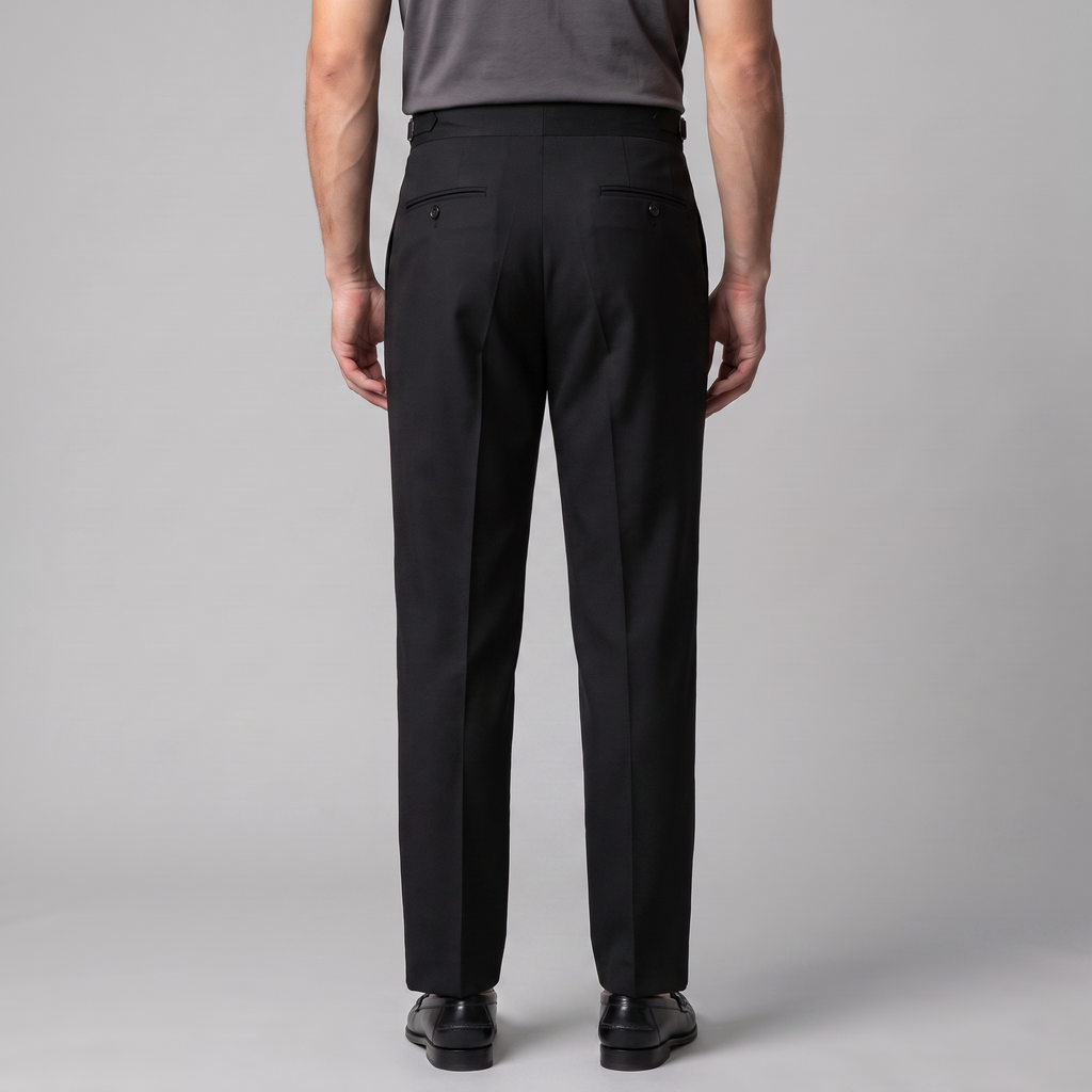 Men's Pleated Tailored Trousers with Turn-Ups
