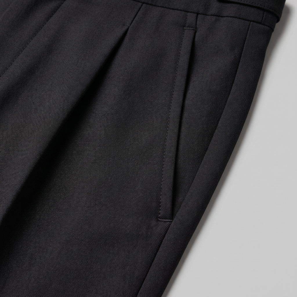 Men's Pleated Tailored Trousers with Turn-Ups