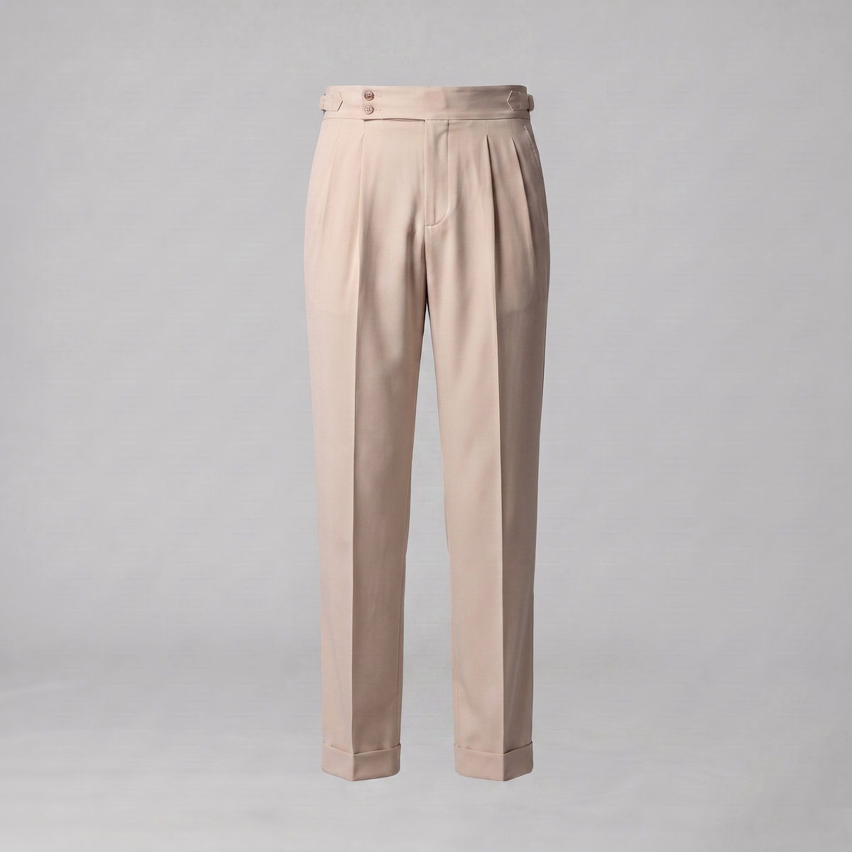 Men's Pleated Tailored Trousers with Turn-Ups