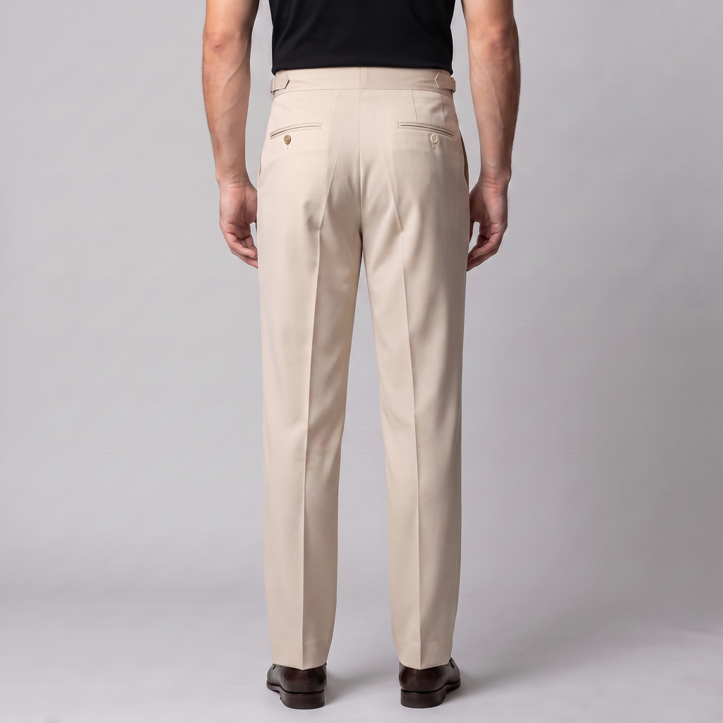 Men's Pleated Tailored Trousers with Turn-Ups