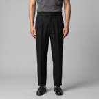 Men's Pleated Tailored Trousers with Turn-Ups