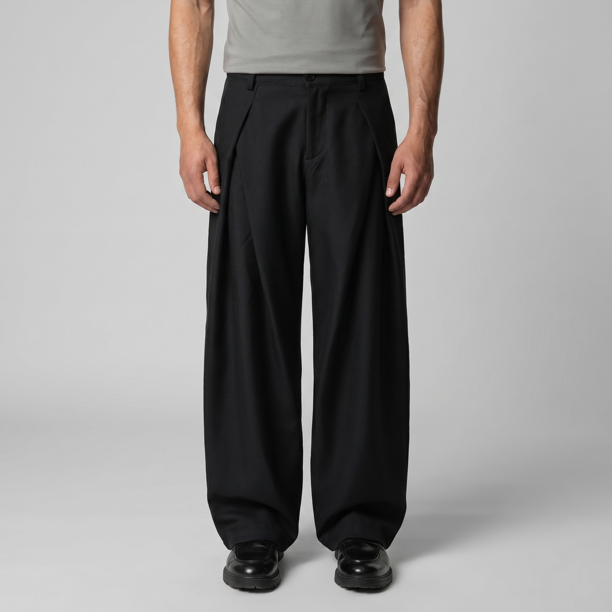 Men's Pleated Wide-Leg Tailored Trousers