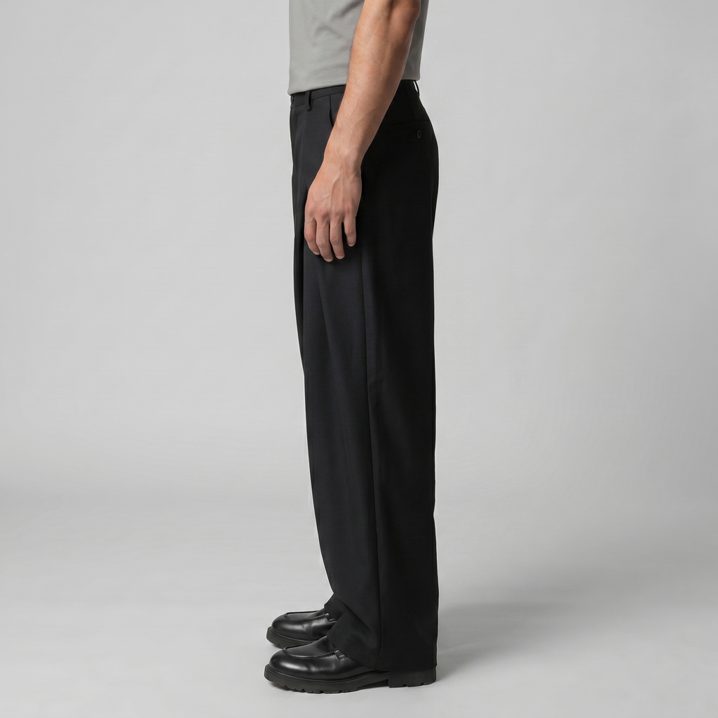 Men's Pleated Wide-Leg Tailored Trousers