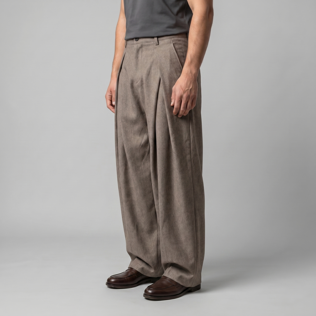 Men's Pleated Wide-Leg Tailored Trousers