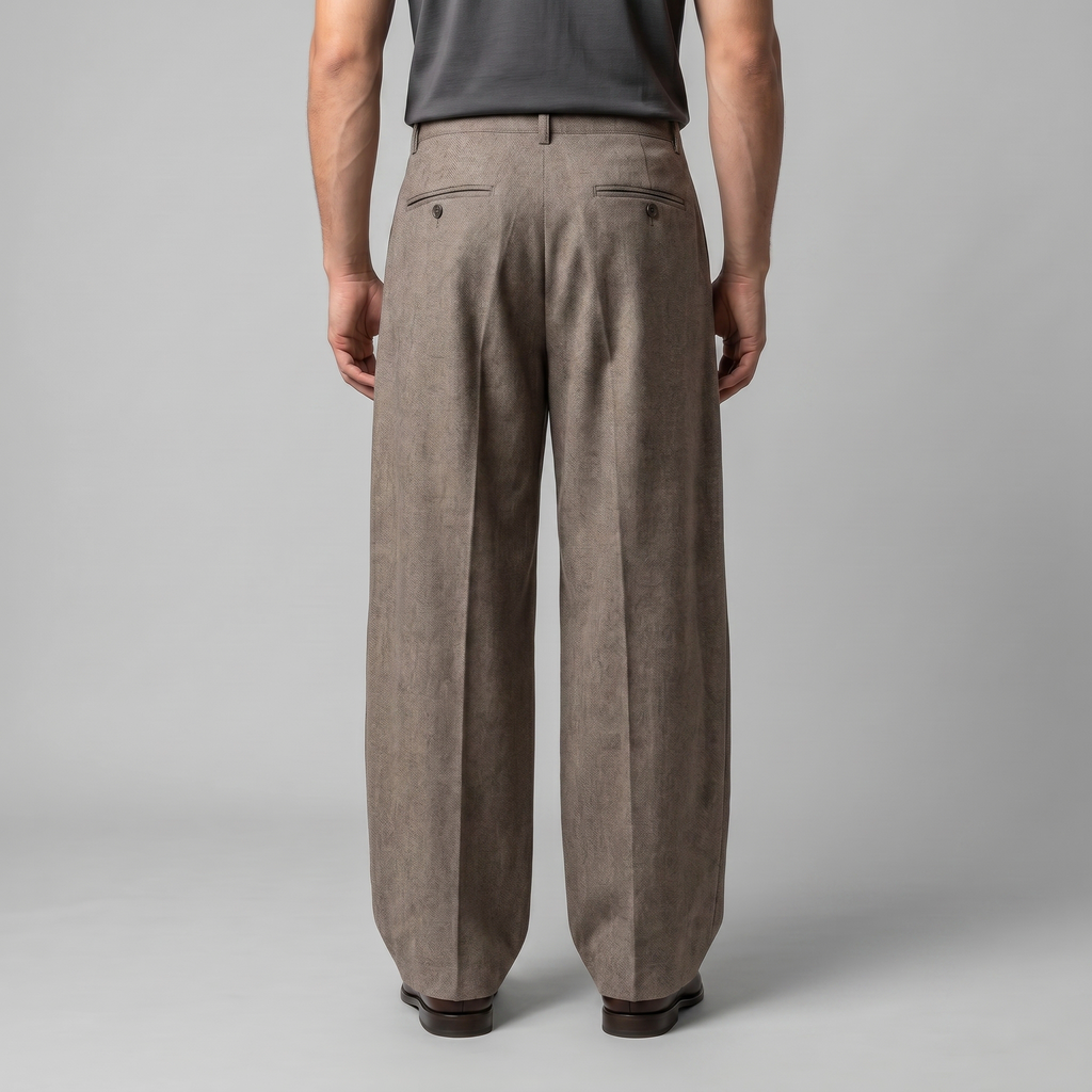 Men's Pleated Wide-Leg Tailored Trousers