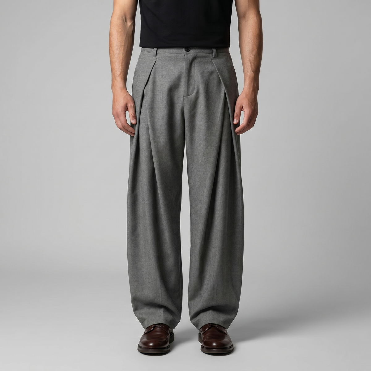 Men's Pleated Wide-Leg Tailored Trousers