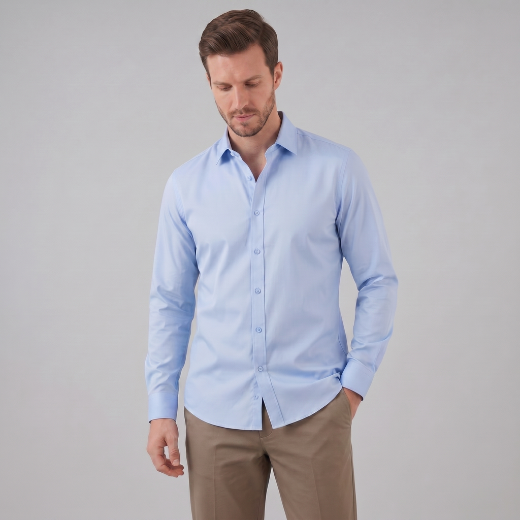 Men's Slim Fit Long-Sleeve Dress Shirt