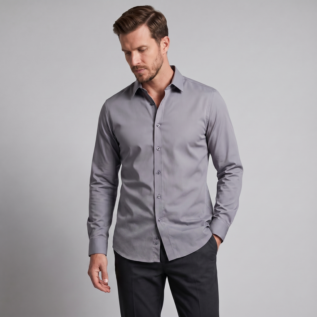 Men's Slim Fit Long-Sleeve Dress Shirt