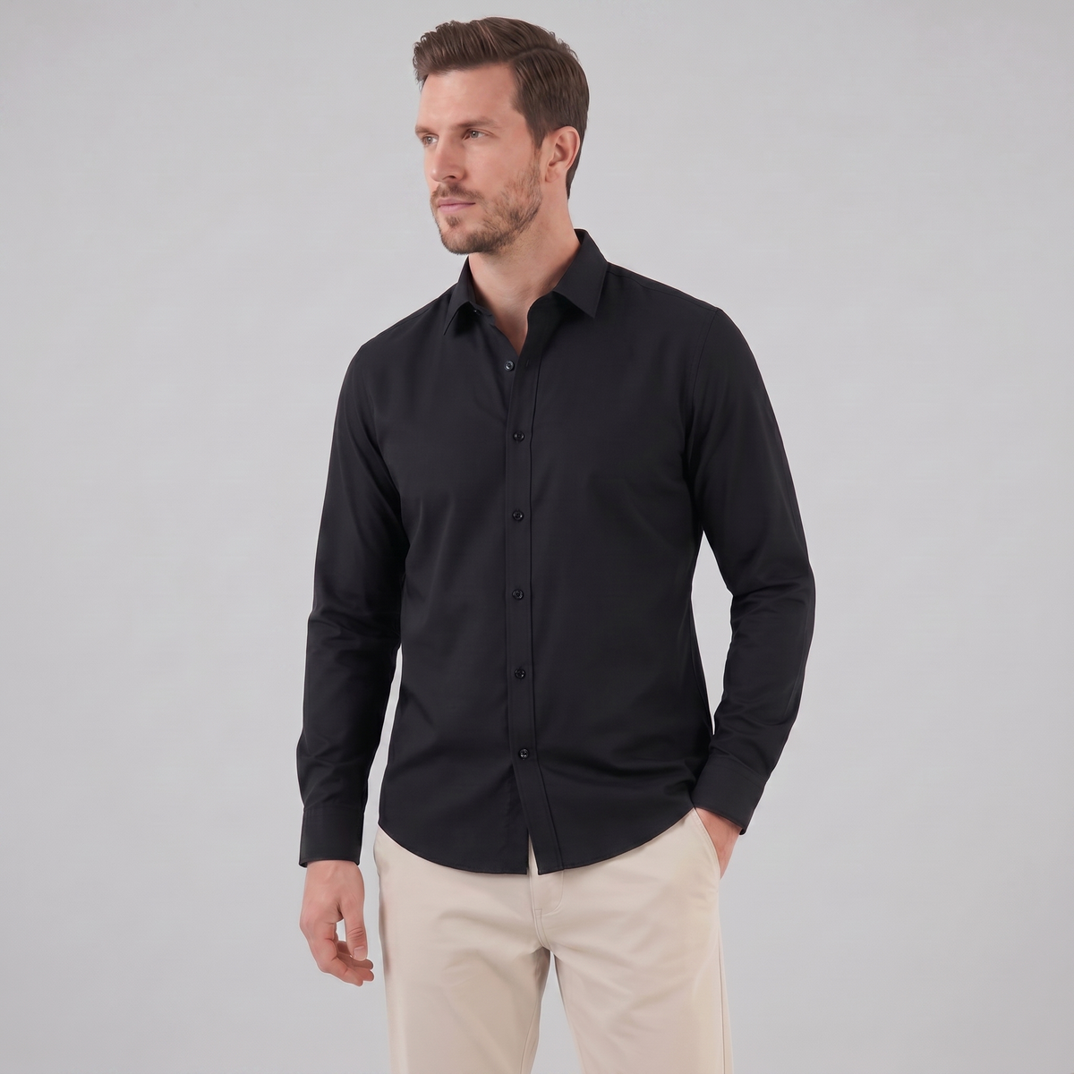 Men's Slim Fit Long-Sleeve Dress Shirt