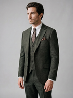 Men's Slim Fit Three-Piece Suit with Vest for Weddings