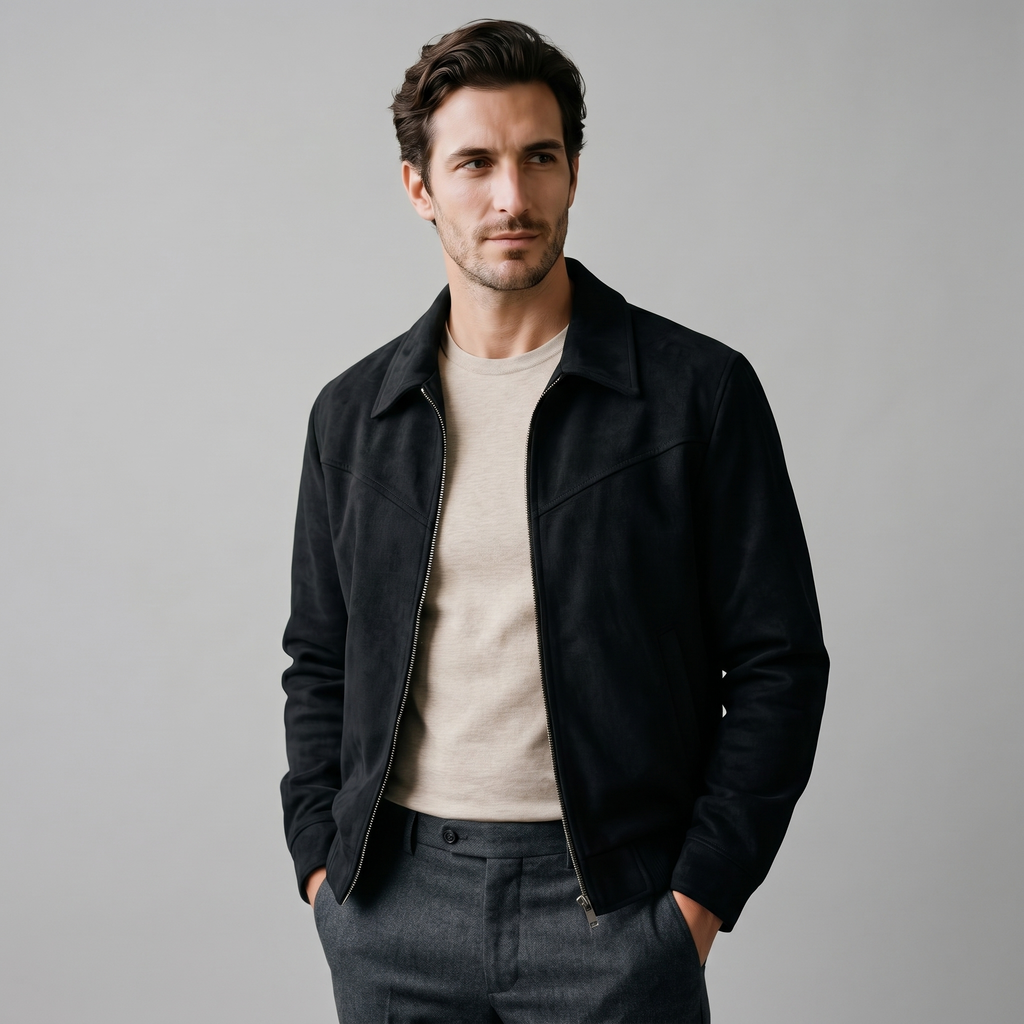 Men's Suede Harrington Bomber Jacket