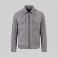 Men's Suede Jacket with Zip-Collar