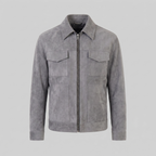 Men's Suede Jacket with Zip-Collar