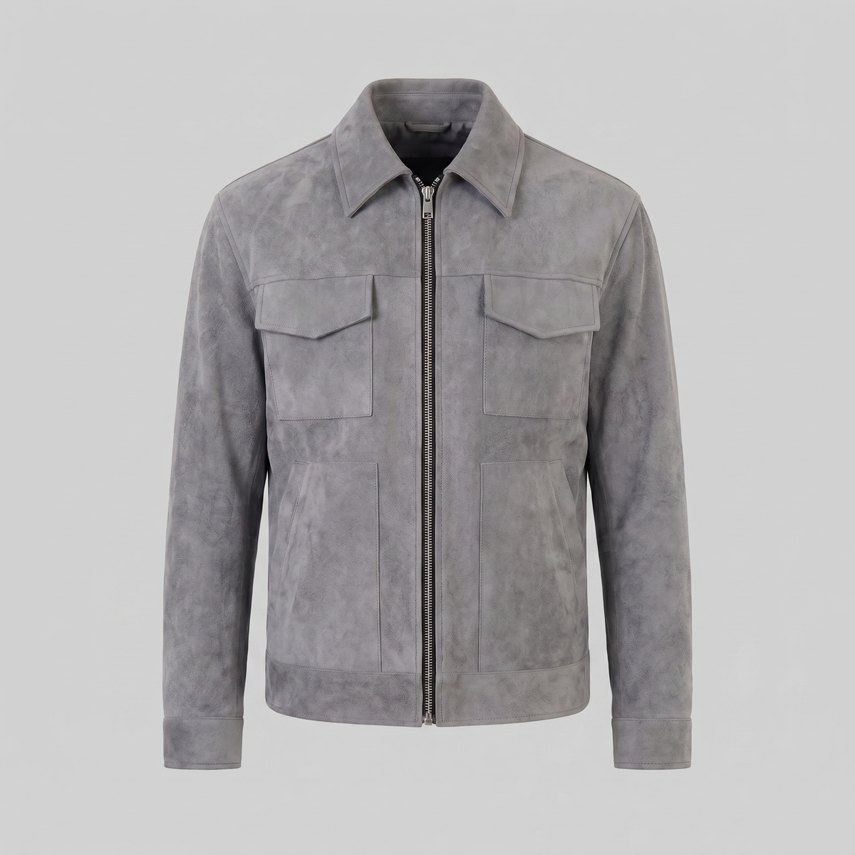 Men's Suede Jacket with Zip-Collar