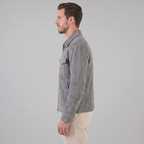 Men's Suede Jacket with Zip-Collar