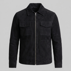 Men's Suede Jacket with Zip-Collar