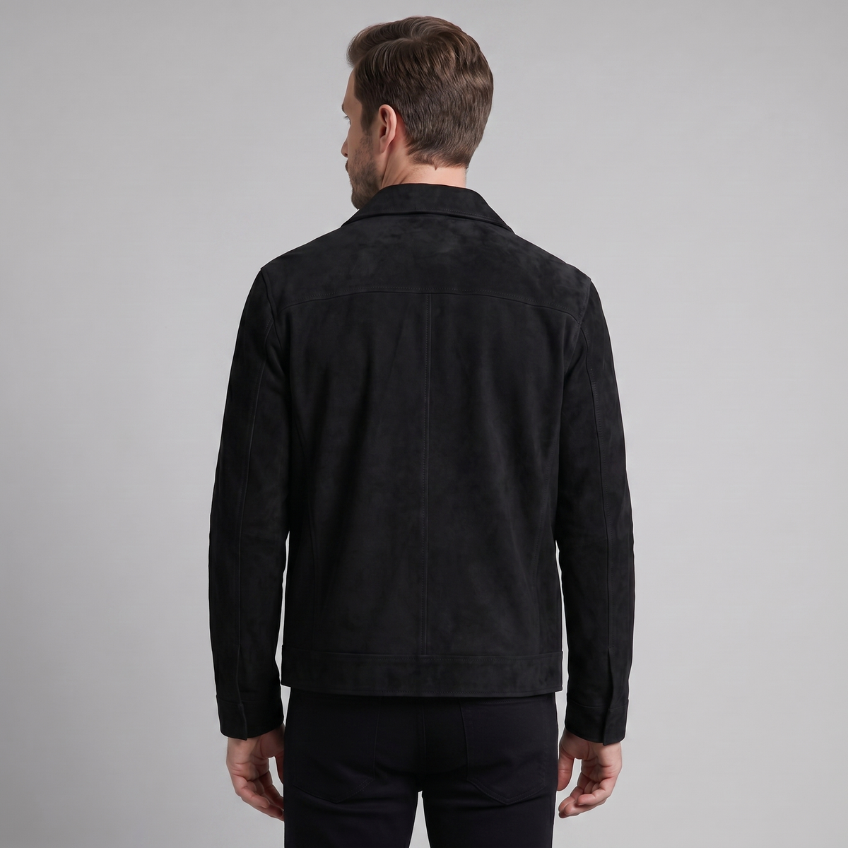 Men's Suede Jacket with Zip-Collar