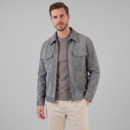 Men's Suede Jacket with Zip-Collar
