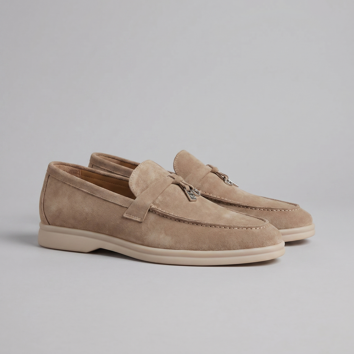 Men's Suede Metal Buckle Loafers