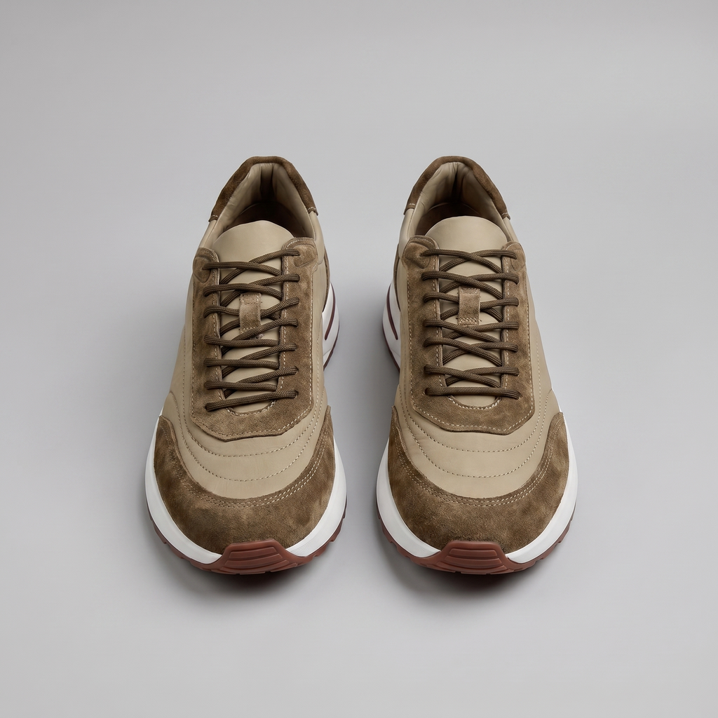 Men's Suede Panel Lace-Up Trainers