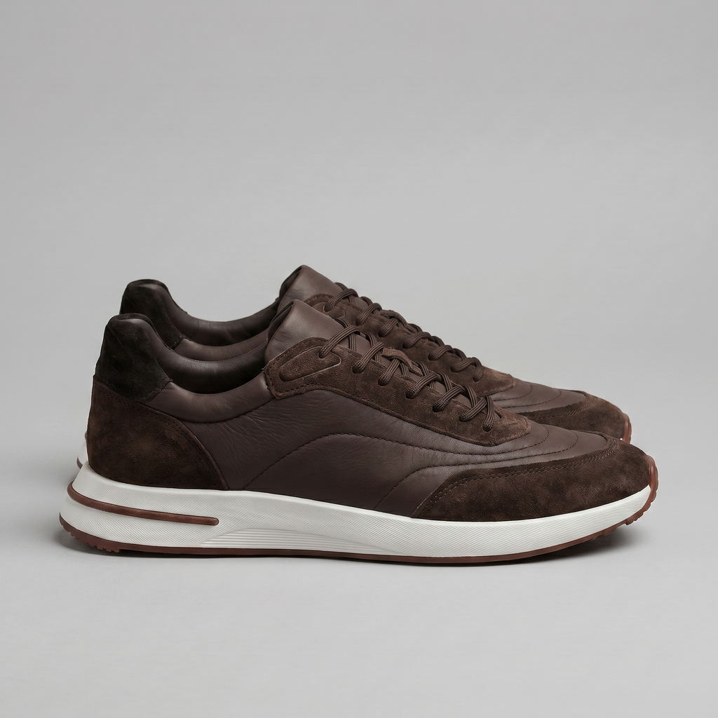 Men's Suede Panel Lace-Up Trainers
