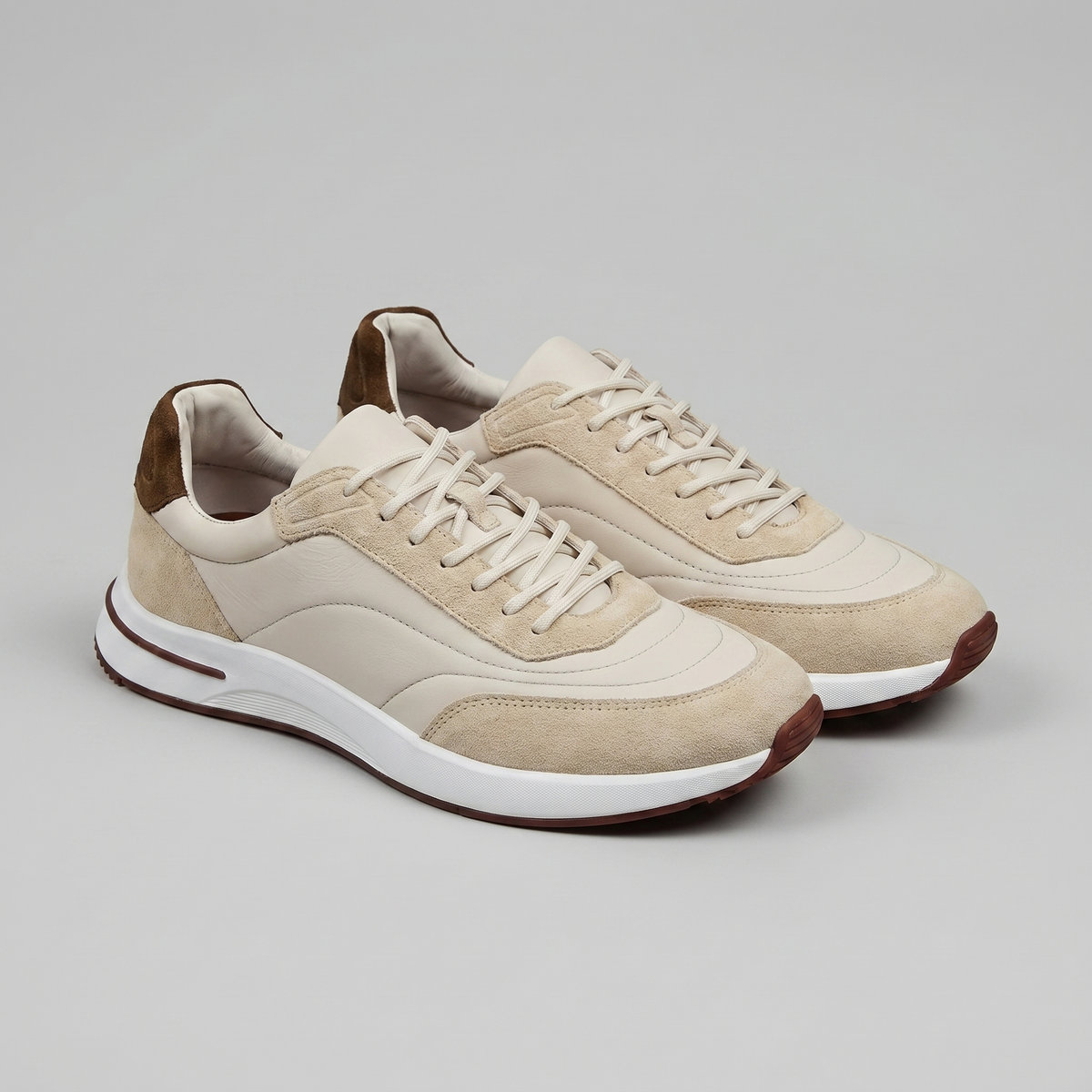 Men's Suede Panel Lace-Up Trainers