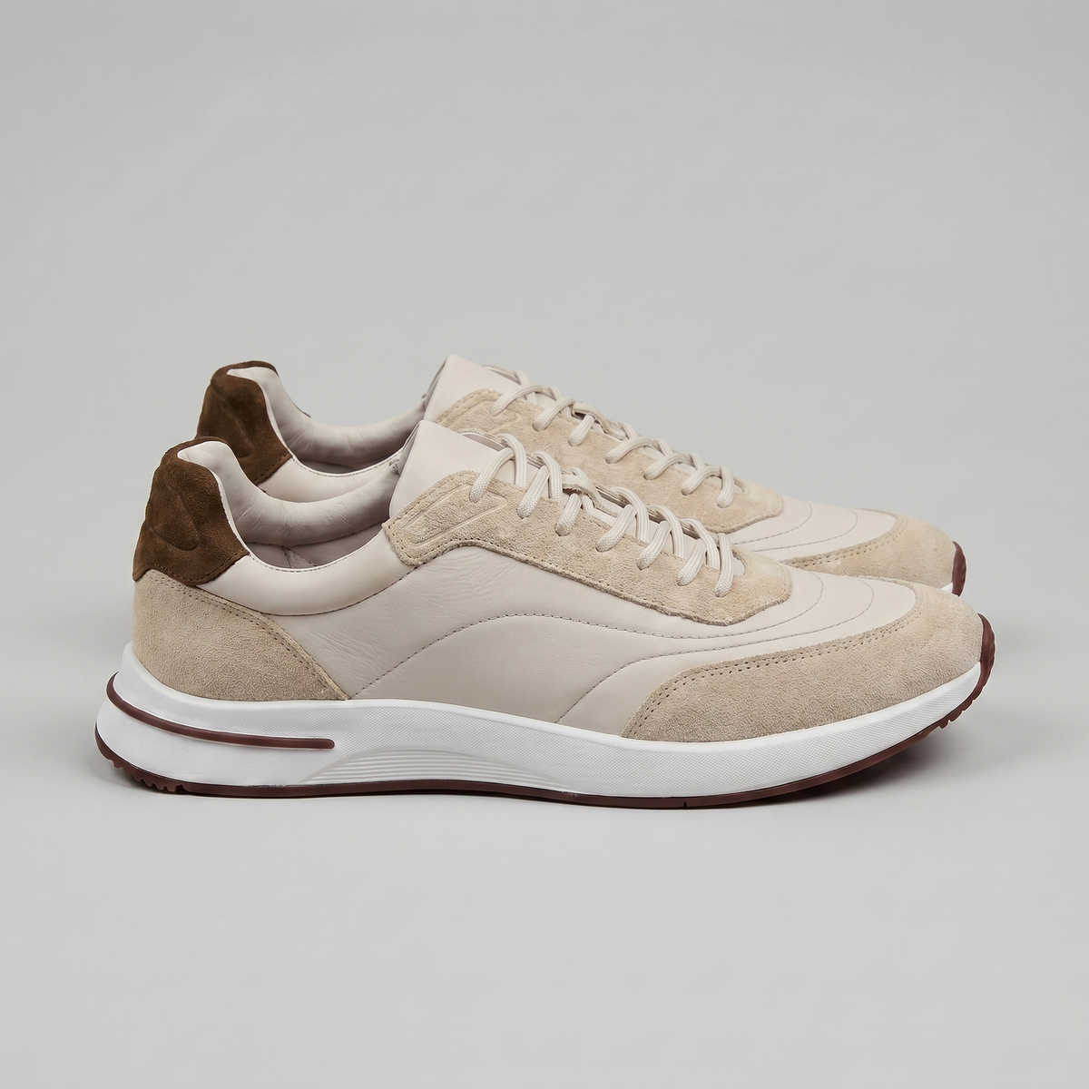 Men's Suede Panel Lace-Up Trainers