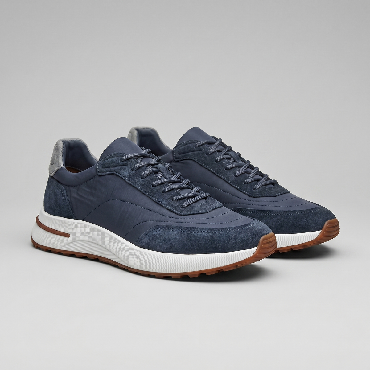 Men's Suede Panel Lace-Up Trainers